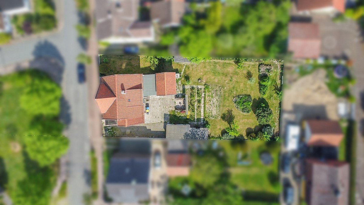 Luftaufnahme des Siedlungshauses in Harlingerode, Bad Harzburg � vermittelt von Valentin Hauser Immobilien, Makler Goslar