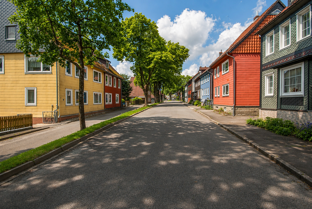 Wohnstra�e in Clausthal-Zellerfeld mit gepflegten H�usern � attraktiver Standort f�r Immobilien, Eigentumswohnungen und H�user im Harz.